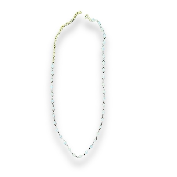 Labradorite Beaded Grey light Blue small Beads Dainty Boho stackable Necklace - Picture 1 of 11